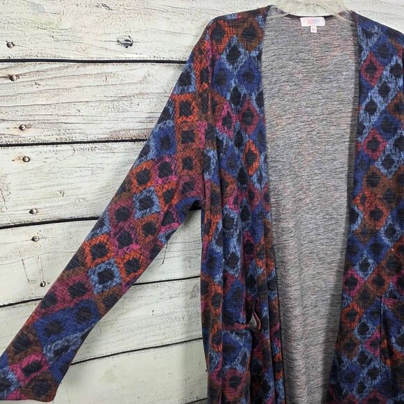LuLaRoe Multicolor Geometric Print Long Duster Size XL - Picture 4 of 7